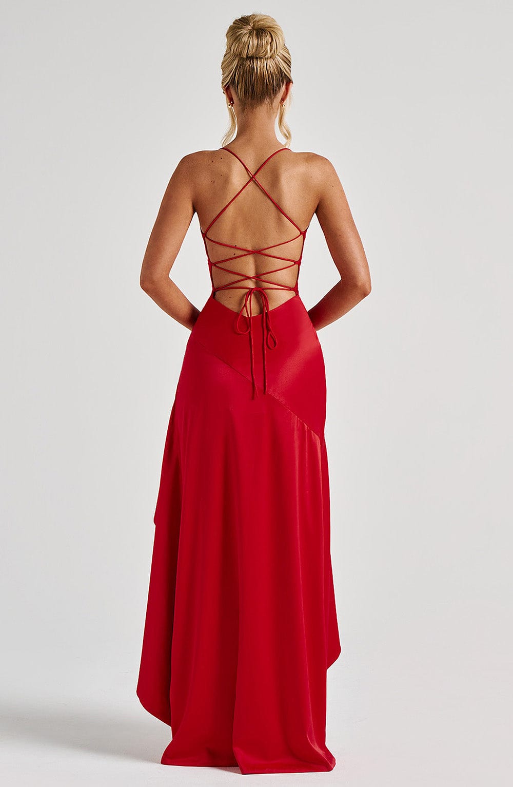 Scarlet Elegance High-Low Gown